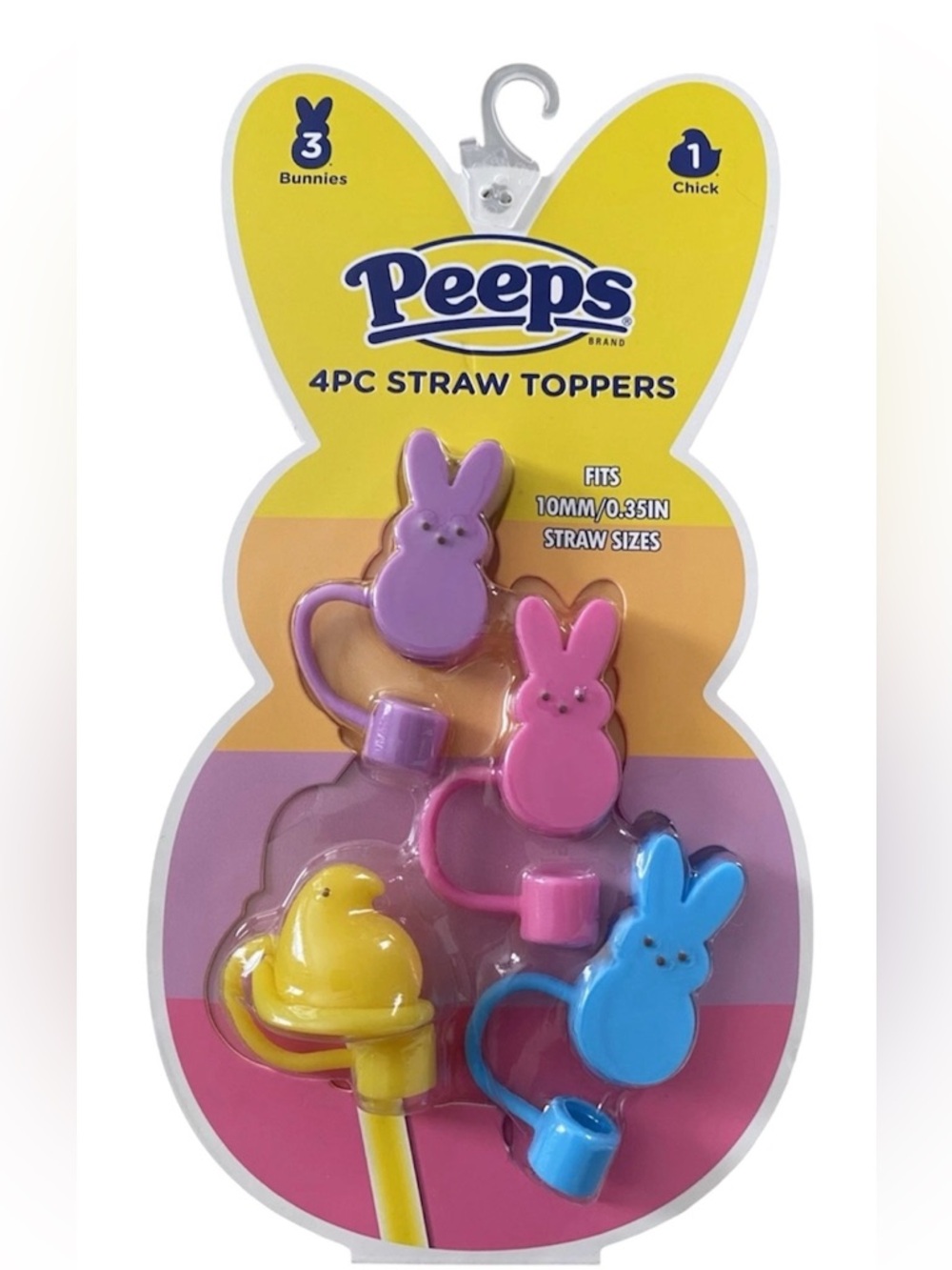 Peeps 4-Pack Blue, Pink, Purple & Yellow Straw Toppers